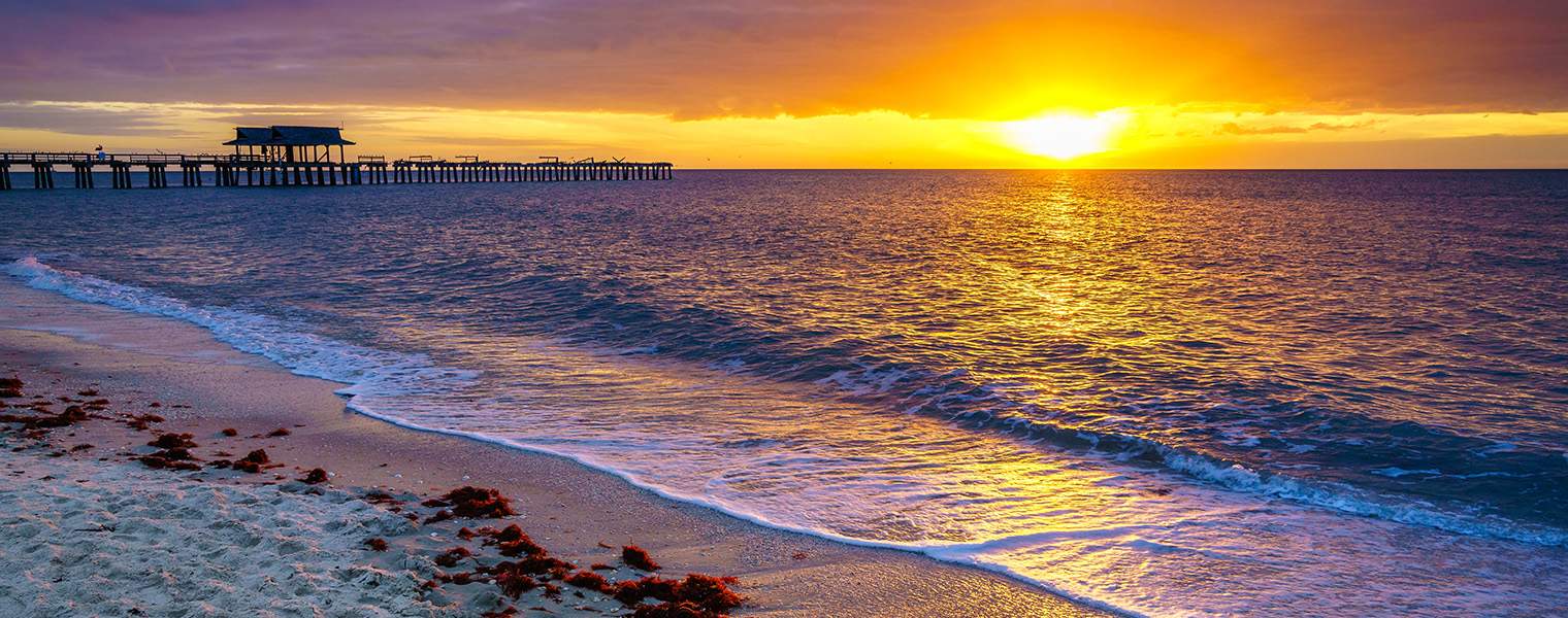 beach scene at Naples sunset